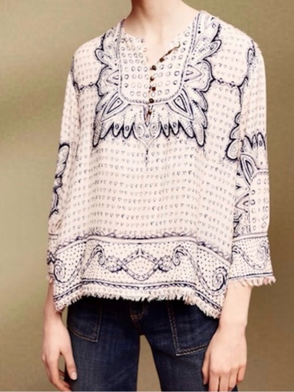 Maeve Morgan blouse with frayed detail